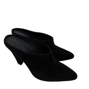 Vince Emberly Size 6.5 Black Suede Leather‎ Pointed Toe High Heel Slip-On Mules